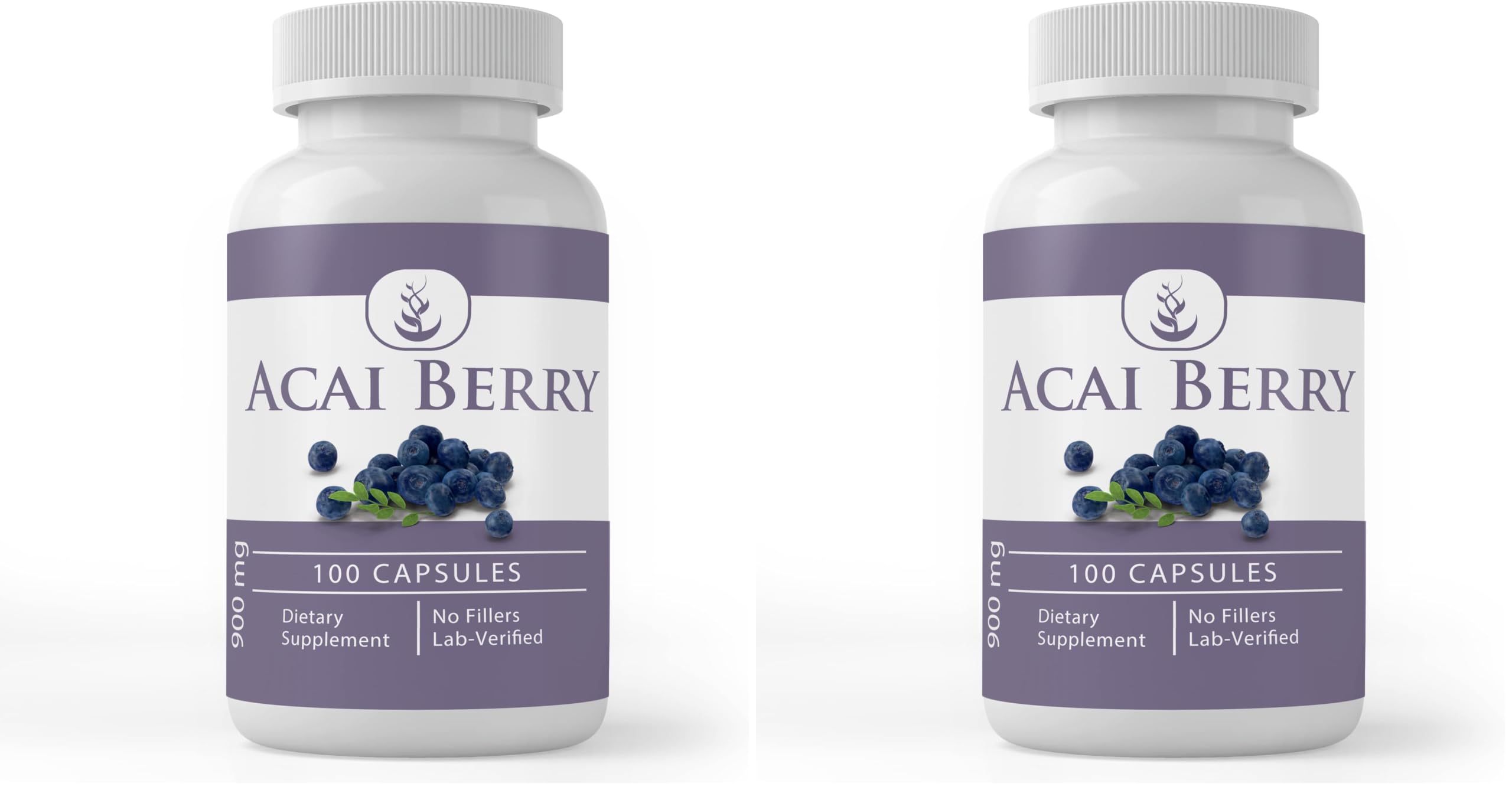 PURE ORIGINAL INGREDIENTS Acai Berry capsules in bottle for convenient daily polyphenol support.