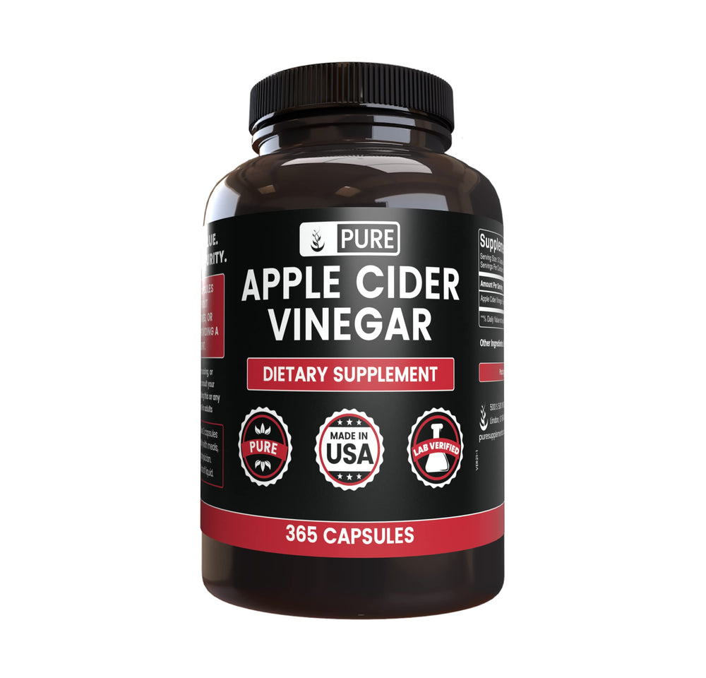 Pure Original Ingredients Apple Cider Vinegar capsules bottle, a pure daily supplement.