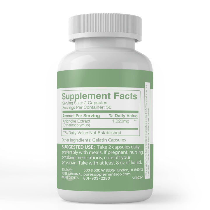 Pure Original Ingredients Artichoke Extract label with Utah packaging for trusted sourcing.