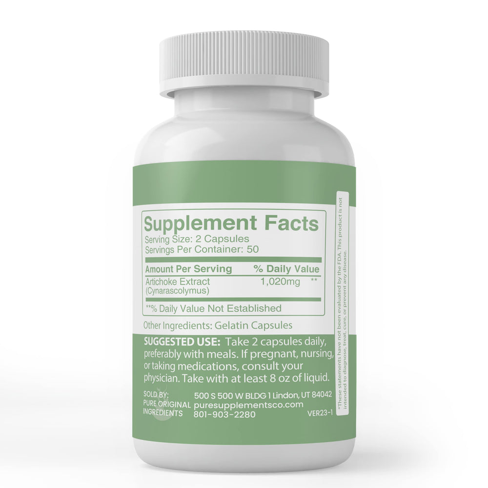Pure Original Ingredients Artichoke Extract label with Utah packaging for trusted sourcing.