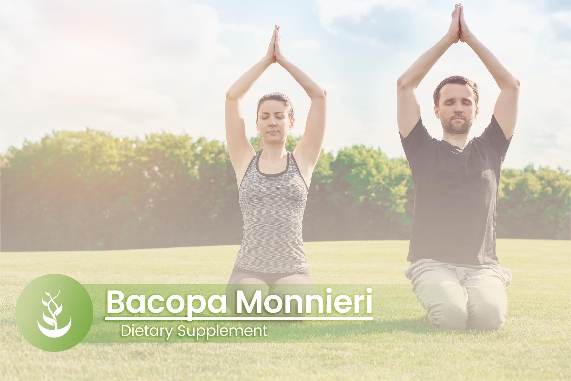 Bottle of Bacopa Monnieri with 100 capsules for long-term supply.
