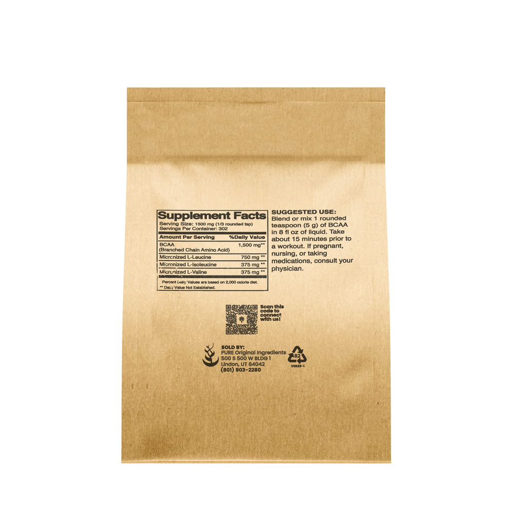 Pure Original Ingredients BCAA powder being mixed into a drink for convenient, on-the-go supplementation.