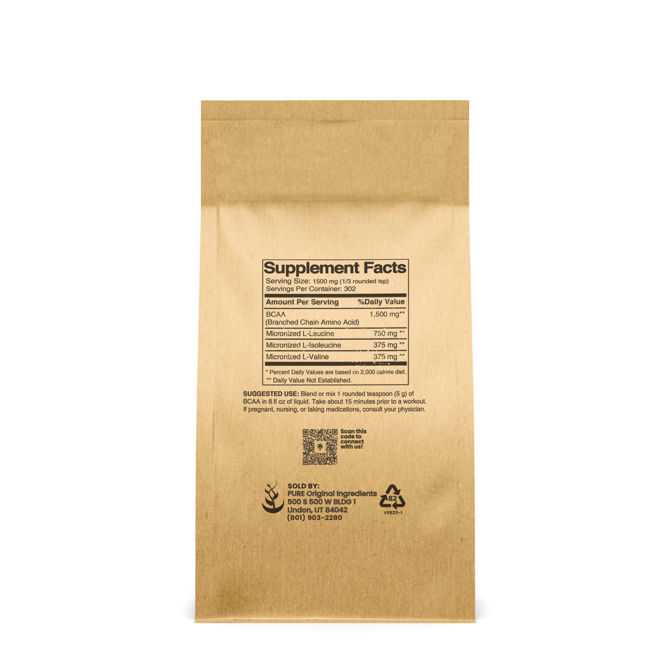 Scoop of unflavored BCAA powder for versatile beverage mixing