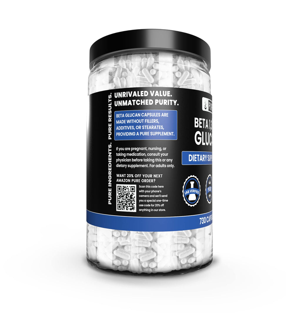 Pure Original Ingredients Beta Glucan bottle front, ready for daily use