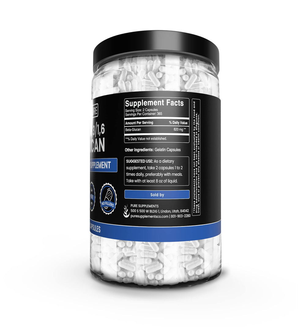 Pure Original Ingredients Beta Glucan packaging back, clear ingredient listing