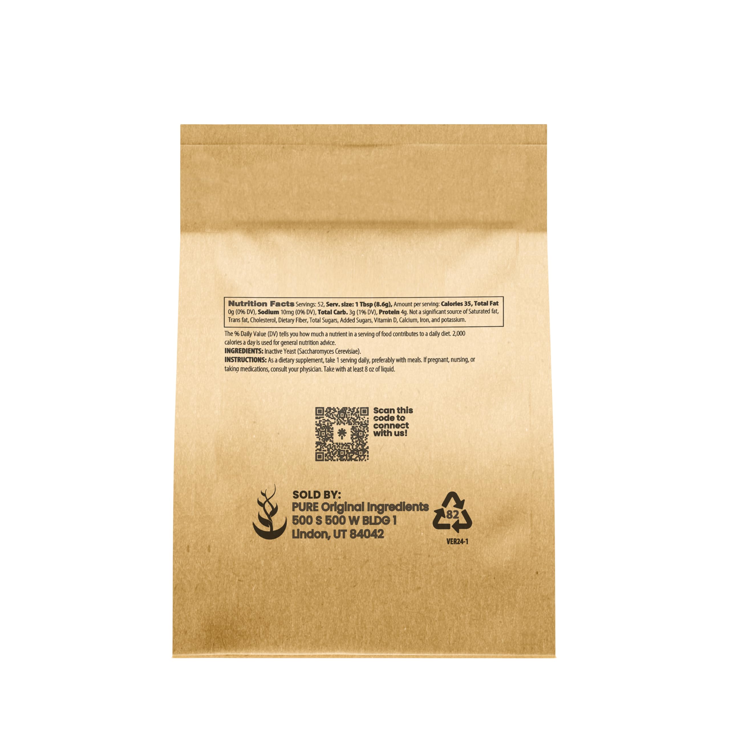 Pure Original Ingredients brewer's yeast powder close-up showing purity.