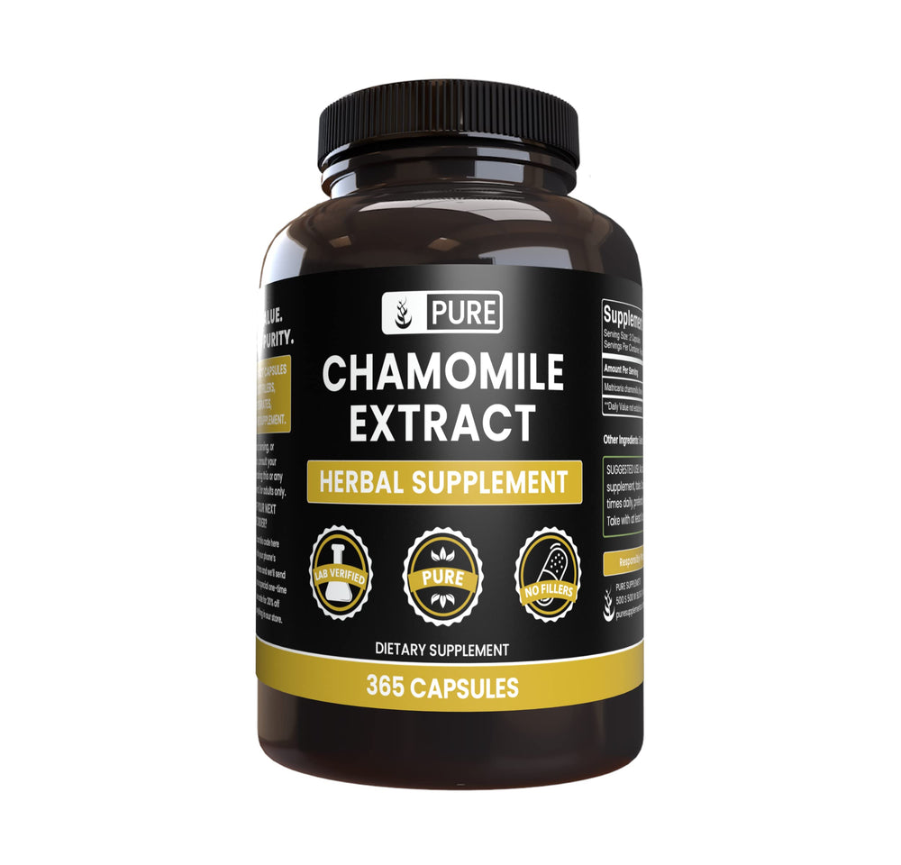 PURE ORIGINAL INGREDIENTS Chamomile Extract bottle front for daily use and purity