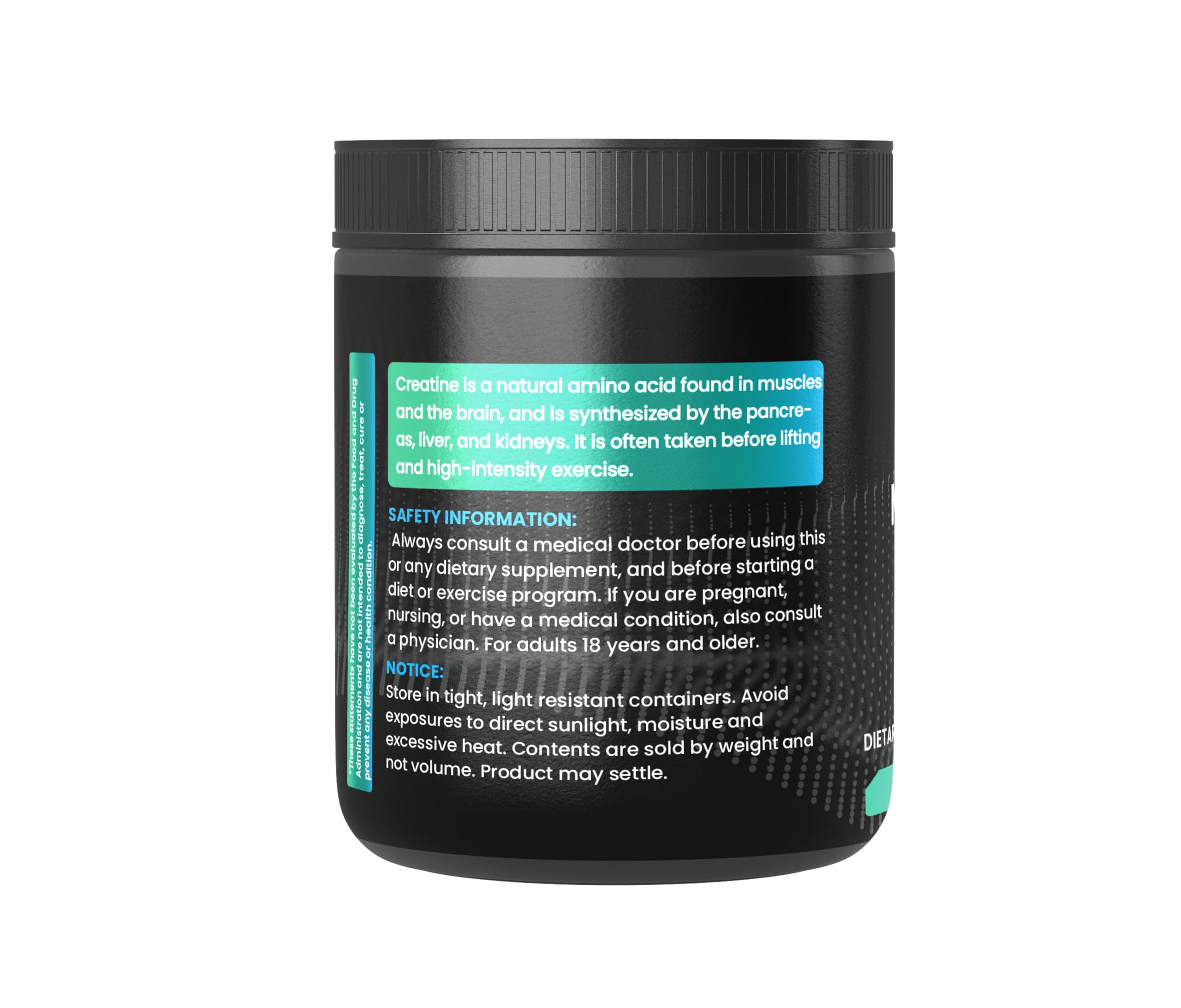 Pure Original Ingredients Creatine Monohydrate bottle with scoop for easy mixing