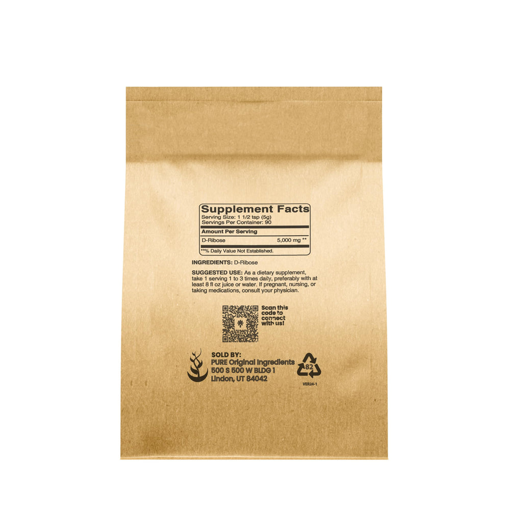 Pure Original Ingredients D-Ribose powder with a scoop for easy measuring.