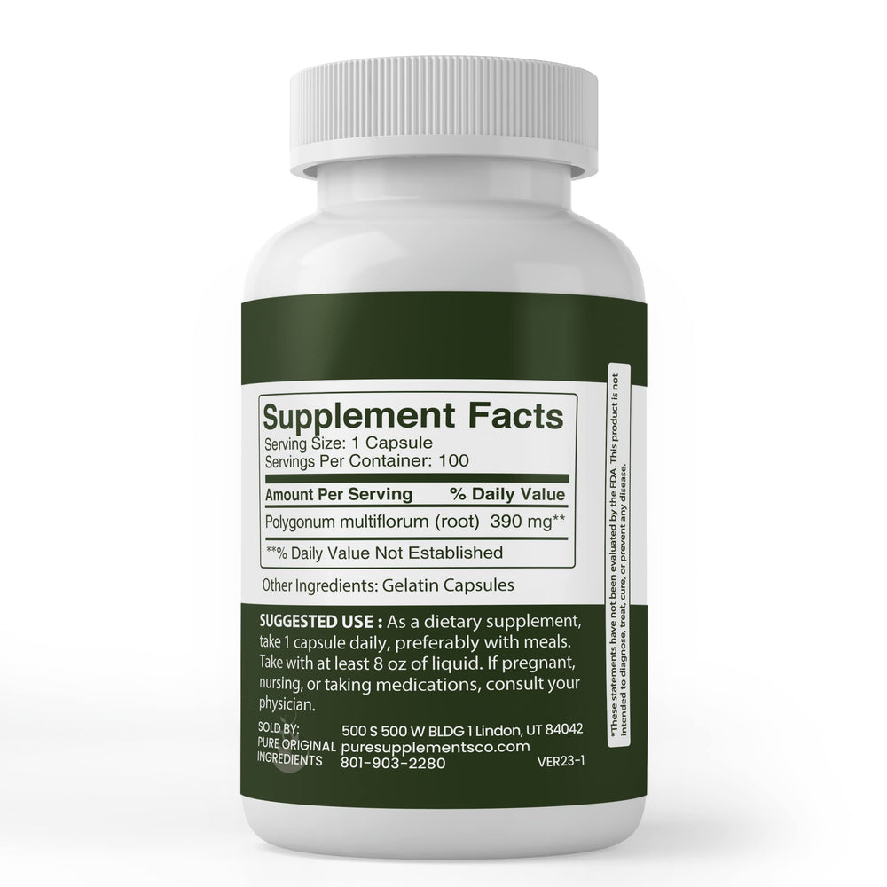 Fo-Ti capsules being poured for easy daily use.