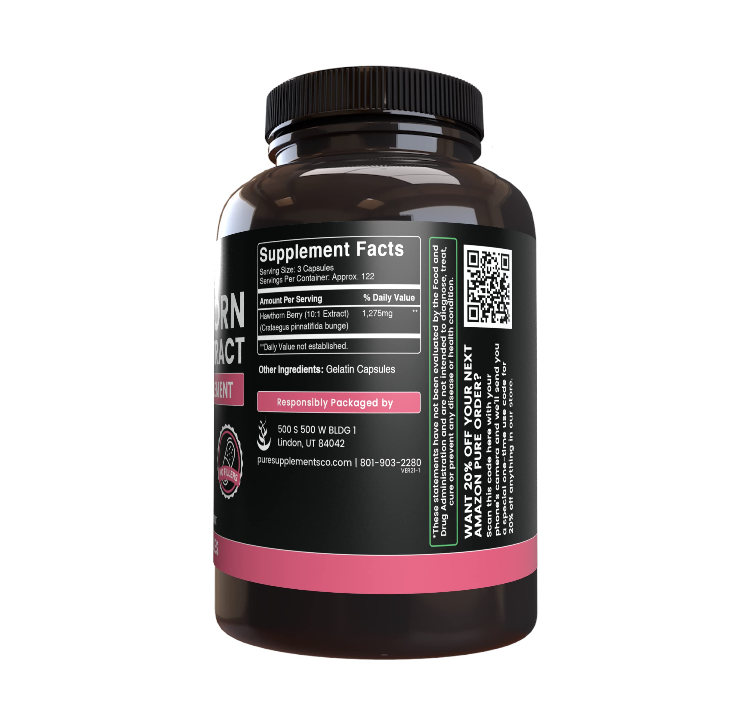 Pure Original Ingredients Hawthorn Berry Extract packaging shows clear ingredients panel and lab verification.