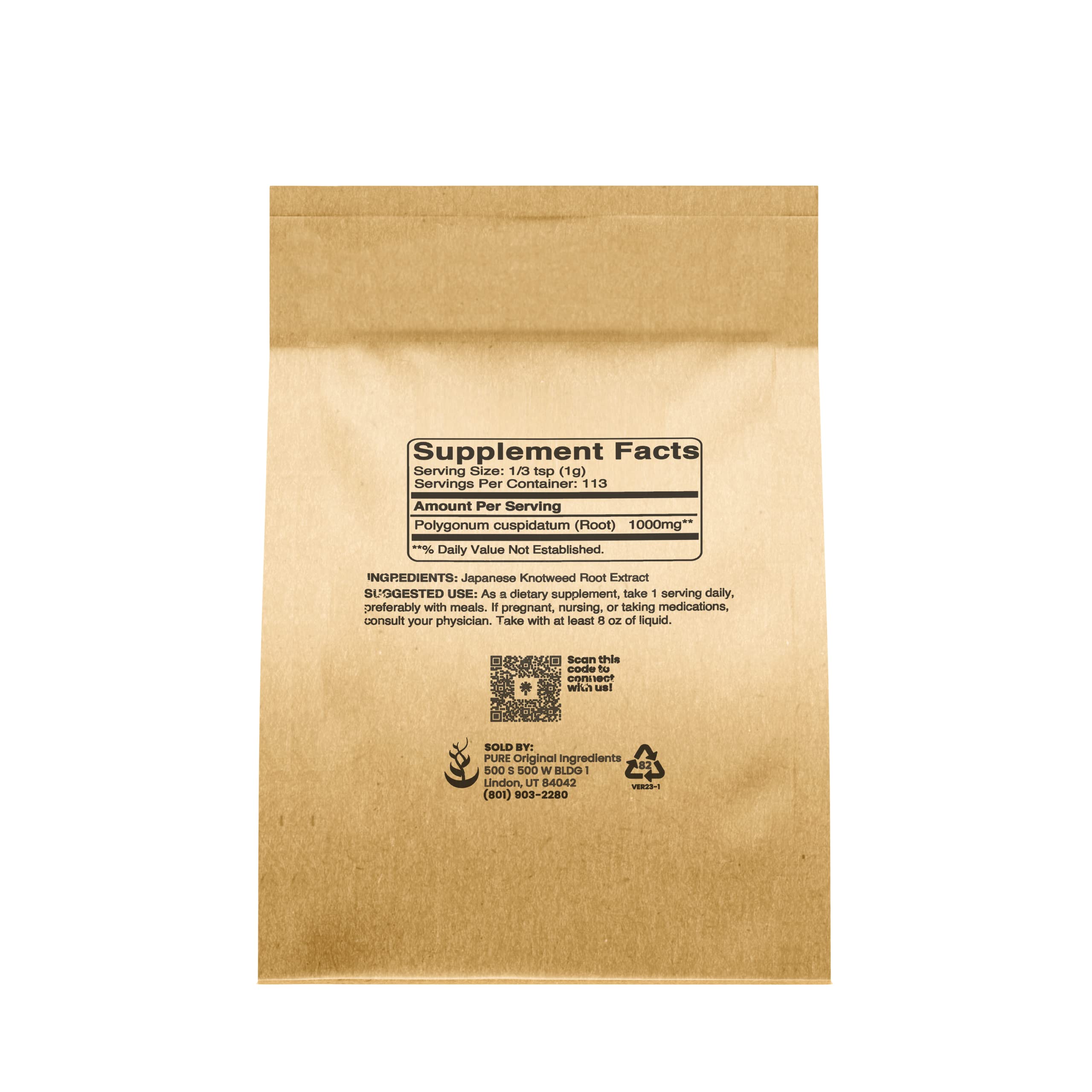 Pure Original Ingredients Hu Zhang traditional supplement packaging emphasizing natural resveratrol source