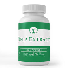 PURE ORIGINAL INGREDIENTS Kelp Extract capsules in a bottle for daily wellness.