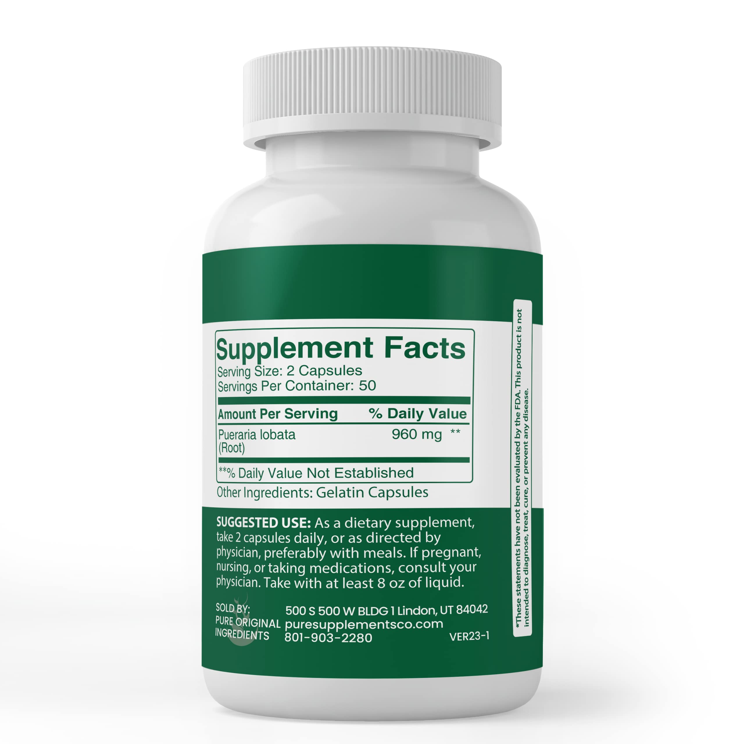 Close-up of label emphasizes single-ingredient purity and no fillers.