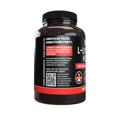 Close-up of PURE ORIGINAL INGREDIENTS L-Lysine HCl capsules showing a pure formulation.