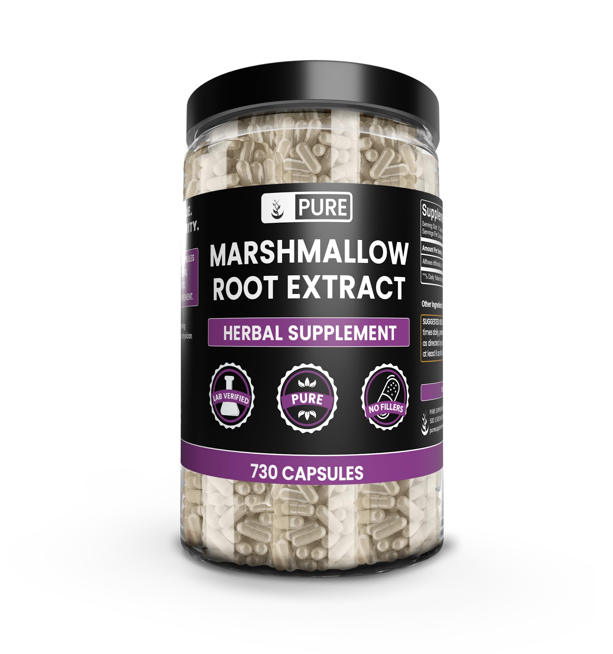 Pure Original Ingredients Marshmallow Root capsules bottle front showing pure formula for daily use