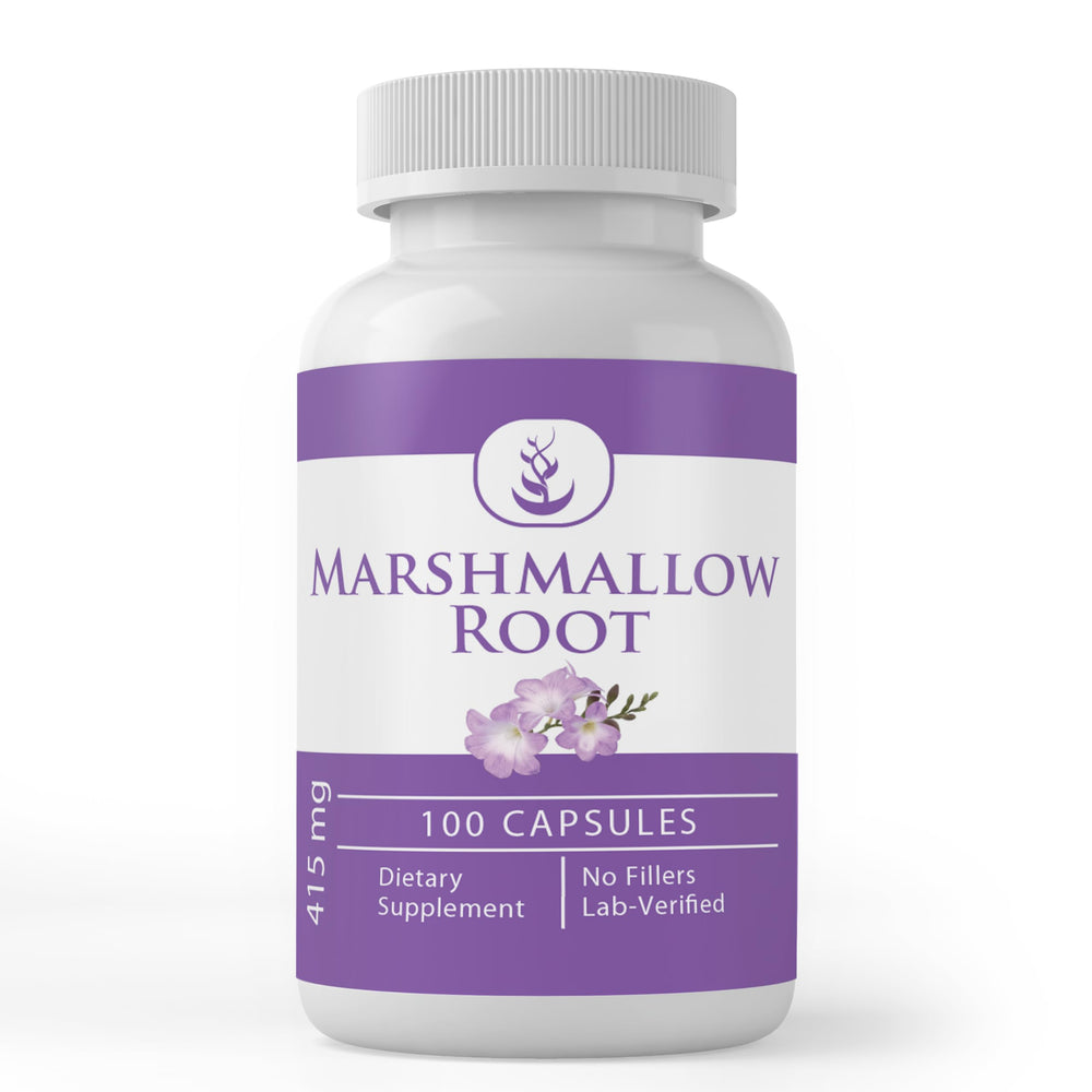 Pure Original Ingredients marshmallow-root capsules in bottle for easy daily use.