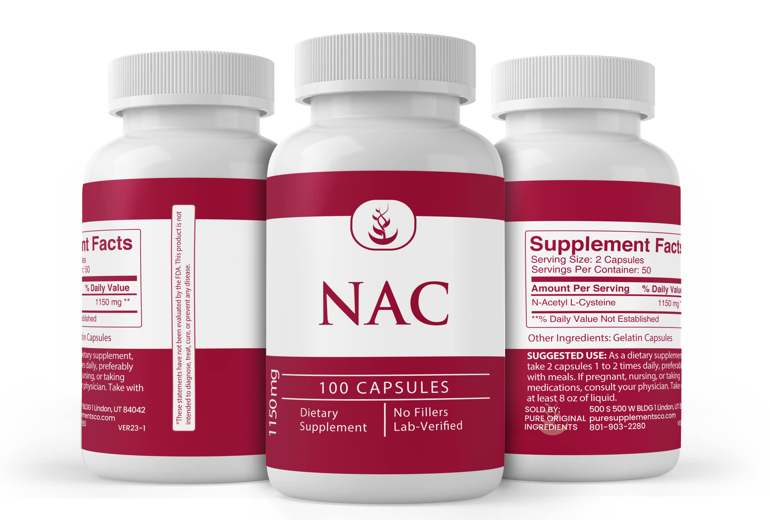 PURE ORIGINAL INGREDIENTS NAC capsules in a glass dish suggesting daily use