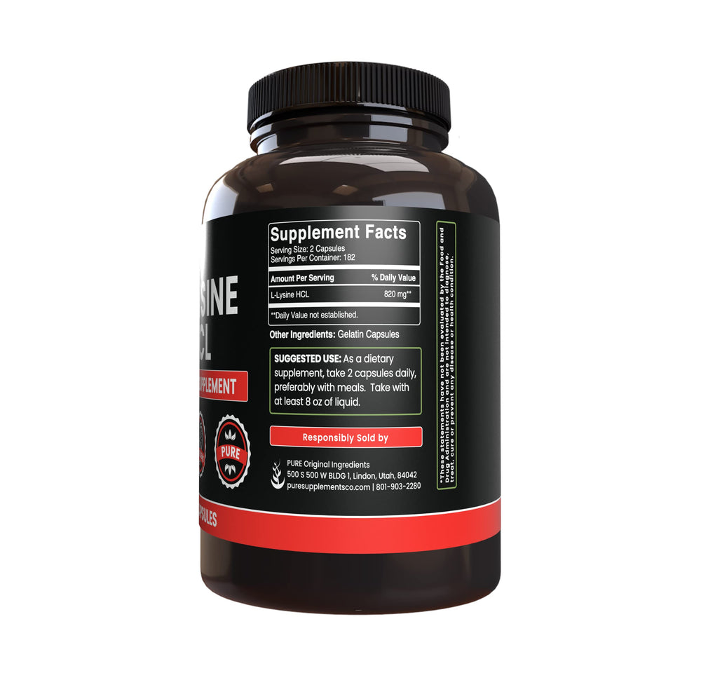 Utah-packaged bottle from PURE ORIGINAL INGREDIENTS emphasizes quality and origin.