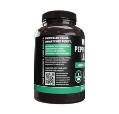 Pure Original Ingredients Peppermint Leaf capsules bottle label shows no additives for clean ingredients.