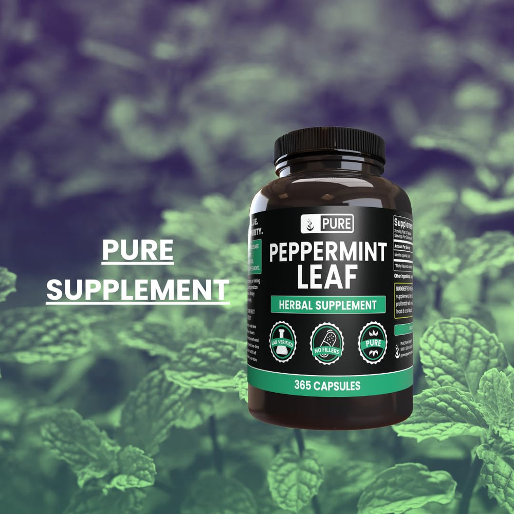 Pure Original Ingredients Peppermint Leaf capsules lab-verified seal indicates quality assurance.