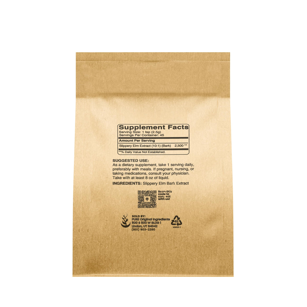 PURE ORIGINAL INGREDIENTS Polvo olmo resbaladizo, textura fina para infusiones suaves.