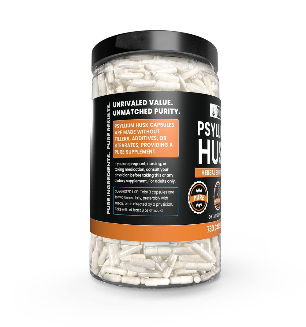 PURE ORIGINAL INGREDIENTS Psyllium husk packaging front view highlights Utah-made quality.