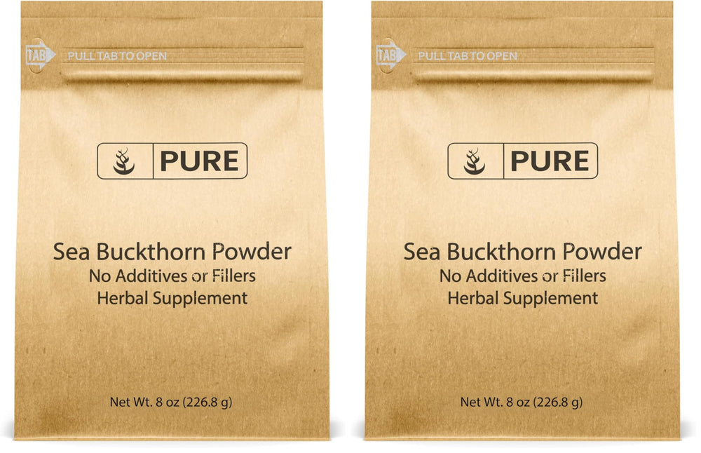 PURE ORIGINAL INGREDIENTS Sea Buckthorn bottle pour highlights tart berry flavor for daily use