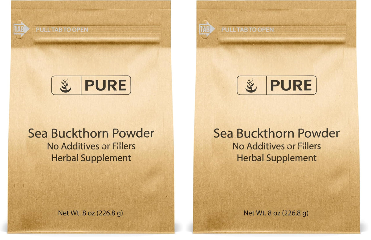 PURE ORIGINAL INGREDIENTS Sea Buckthorn bottle pour highlights tart berry flavor for daily use