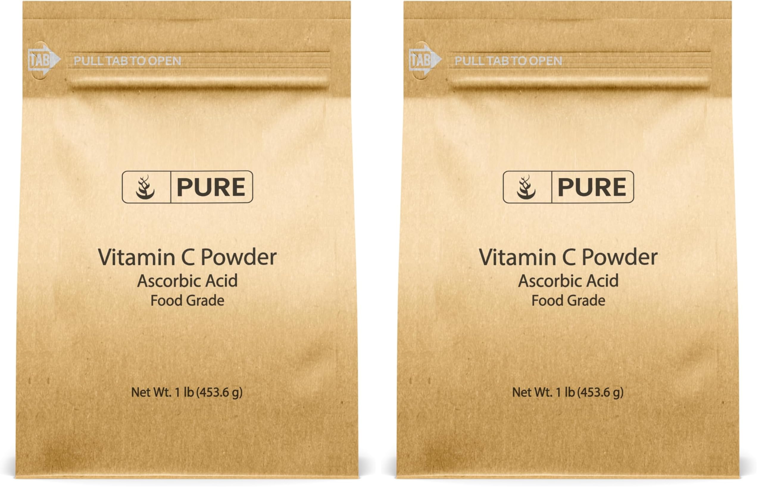 PURE ORIGINAL INGREDIENTS Vitamin C Powder bottle close-up for skin vitality.