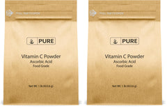 PURE ORIGINAL INGREDIENTS Vitamin C Powder bottle close-up for skin vitality.