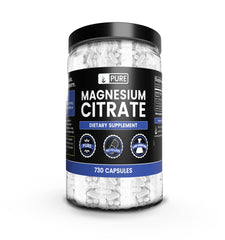 Pure Original Magnesium Citrate capsules in a bottle for easy daily supplementation.