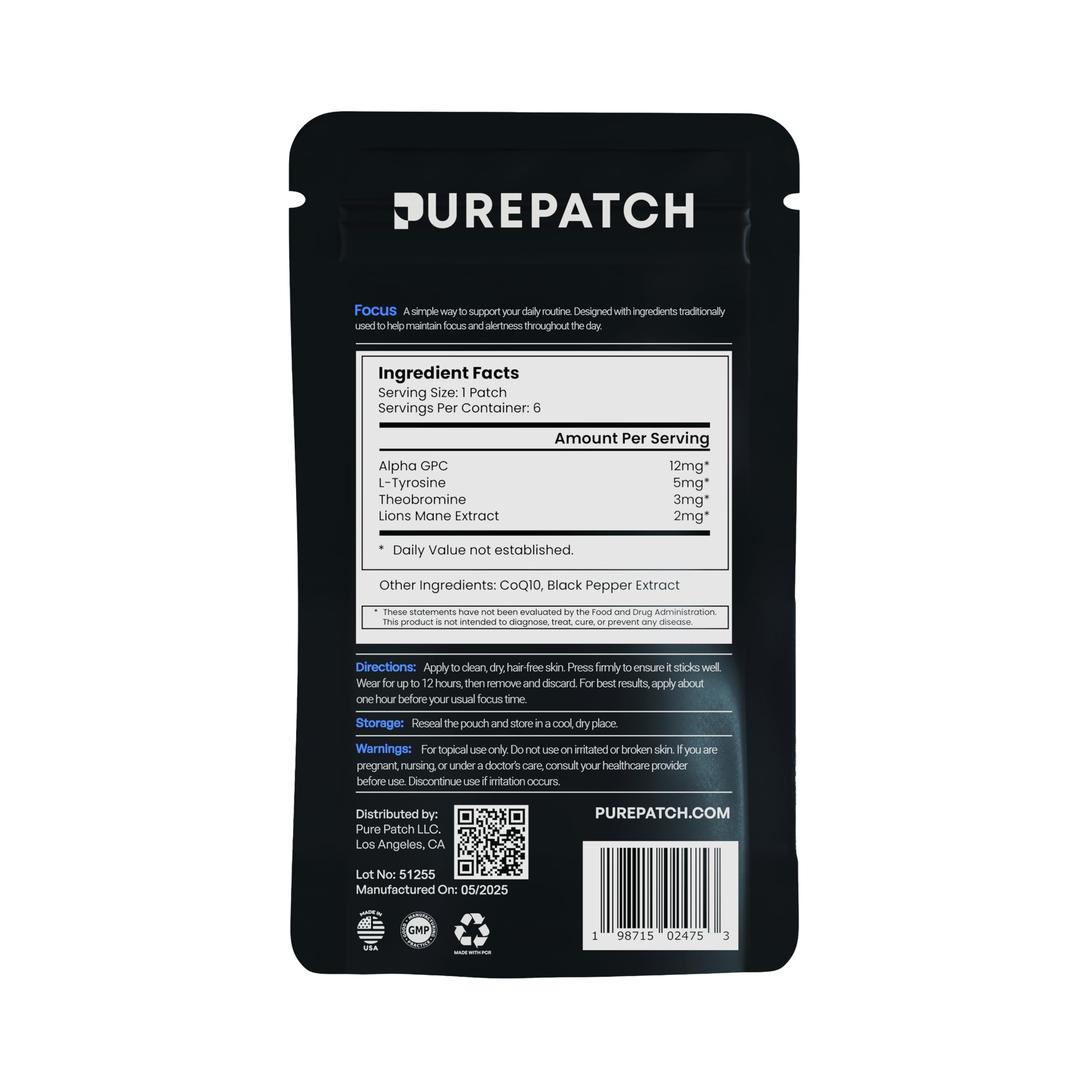 Pure Patch Focus water-resistant patch on skin during activity.