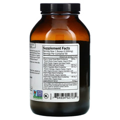 Back label on PURE PLANET Best of Greens shows USDA Organic and Non-GMO details.