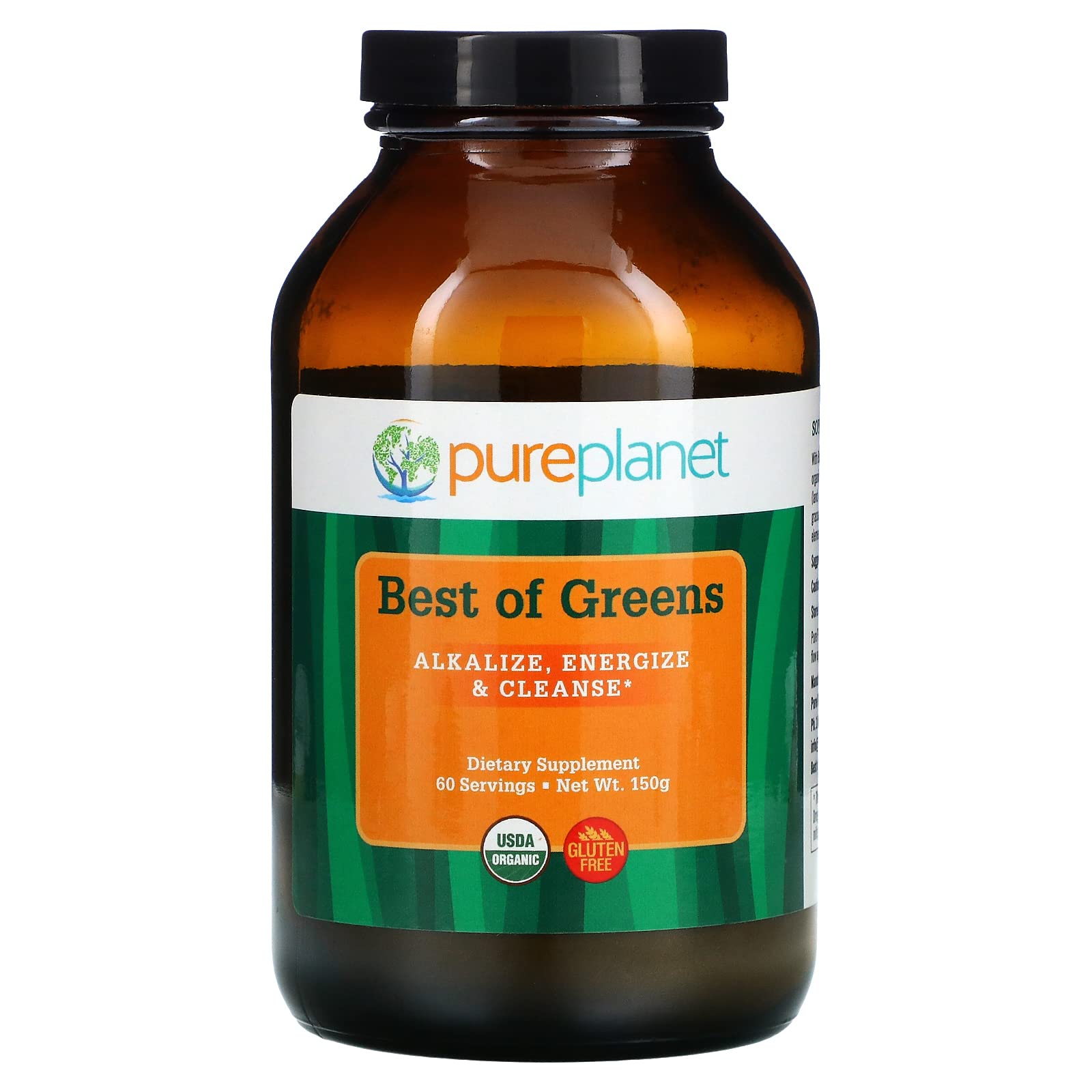PURE PLANET Best of Greens bottle with label, ready for daily alkalizing ritual.