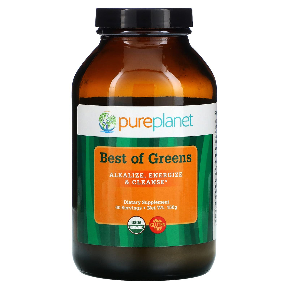 PURE PLANET Best of Greens bottle with label, ready for daily alkalizing ritual.
