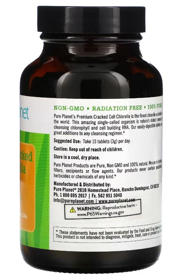 PURE PLANET cracked cell chlorella packaging highlights organic integrity