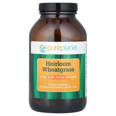 Pure Planet Heirloom Wheatgrass capsules bottle for convenient daily nutrition.