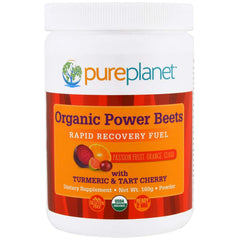 Pure Planet Power Beets tub front showing tropical flavor ideal post-workout