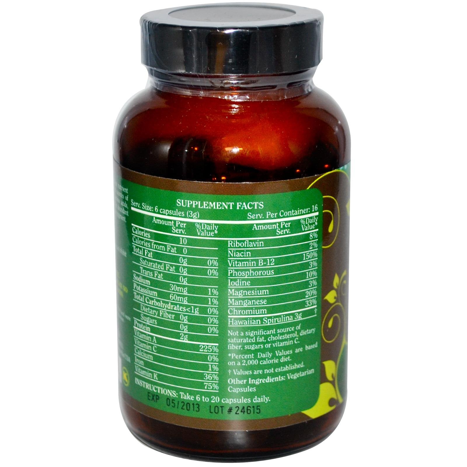 PURE PLANET Spirulina bottle contents and label, vegetarian-friendly supplement