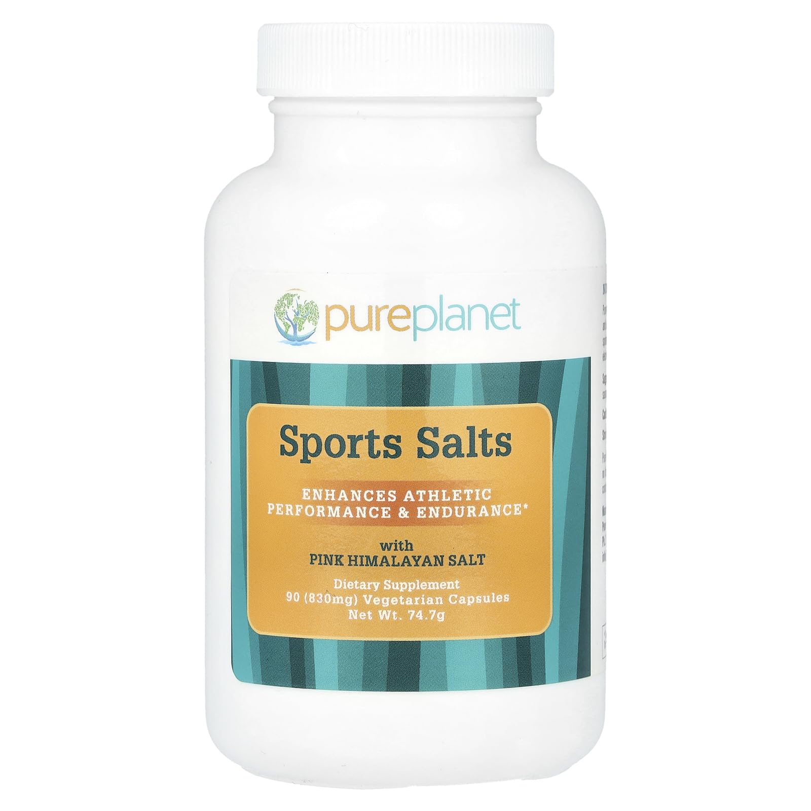 Pure Planet Sports Salts capsules displayed, 90 vegetarian servings for daily hydration support