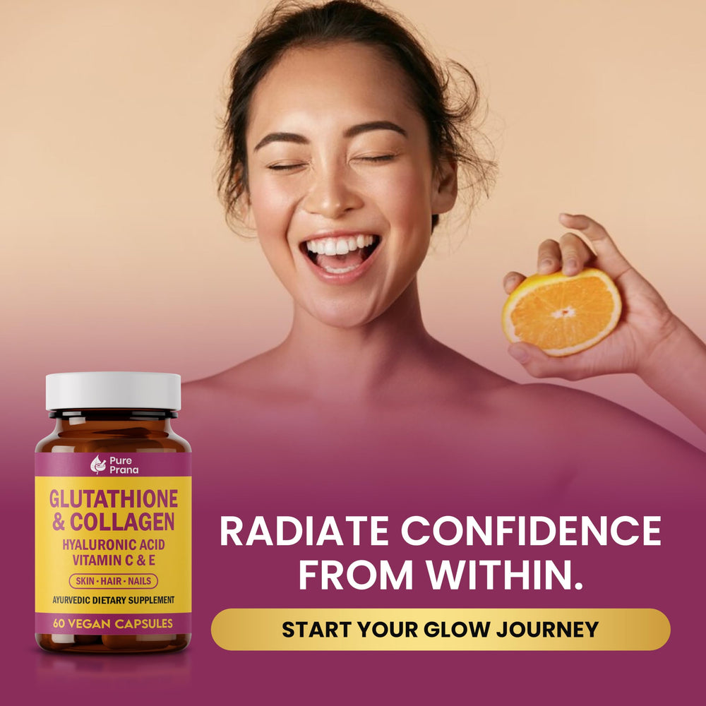 Pure Prana capsules with water showing simple daily usage.