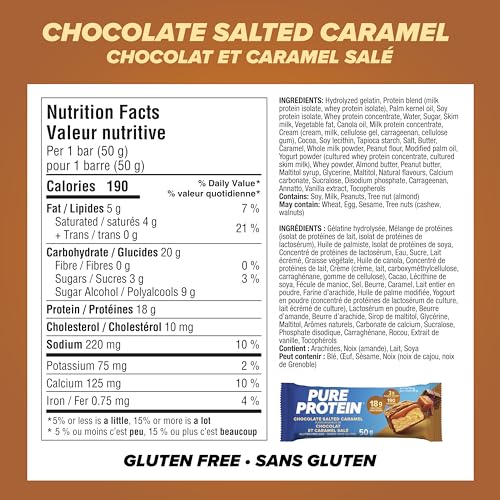 Pure Protein bar on the go with chocolate salted caramel flavor for an energy lift
