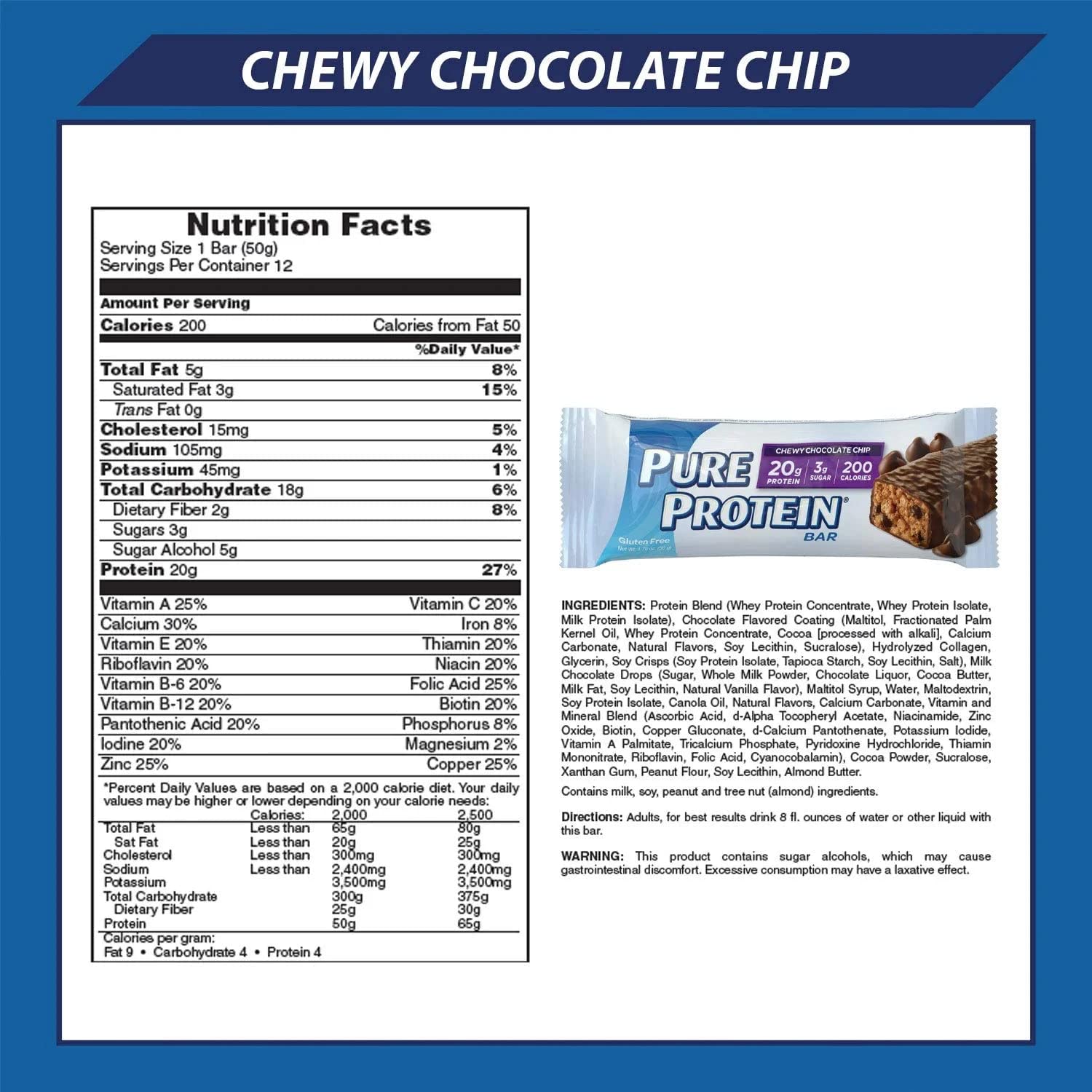Chewy Chocolate Chip bars close-up, high-protein bite for pre-workout energy.