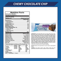Chewy Chocolate Chip bars close-up, high-protein bite for pre-workout energy.