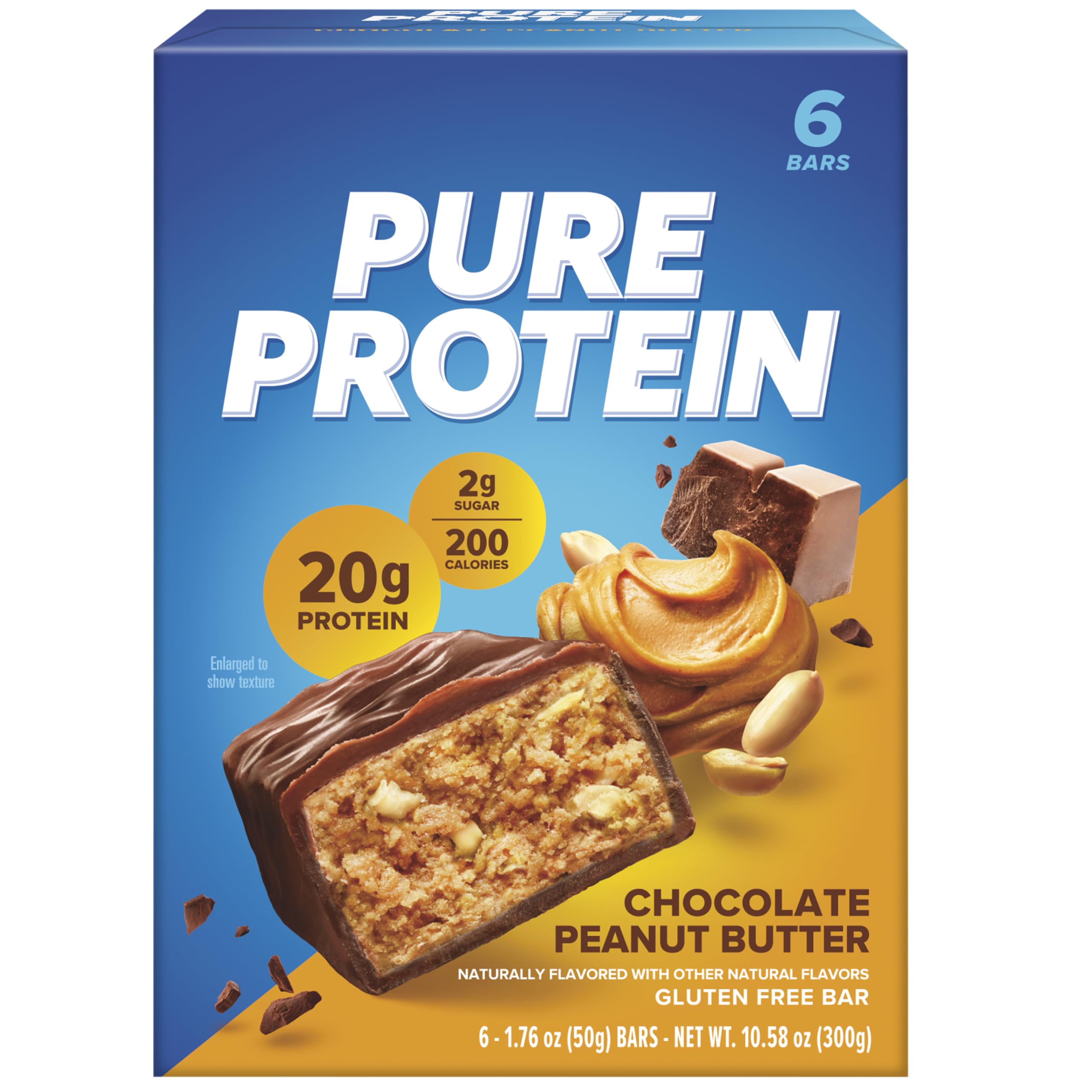 Pure Protein chocolate peanut butter bar front view, ideal for an on-the-go protein boost.