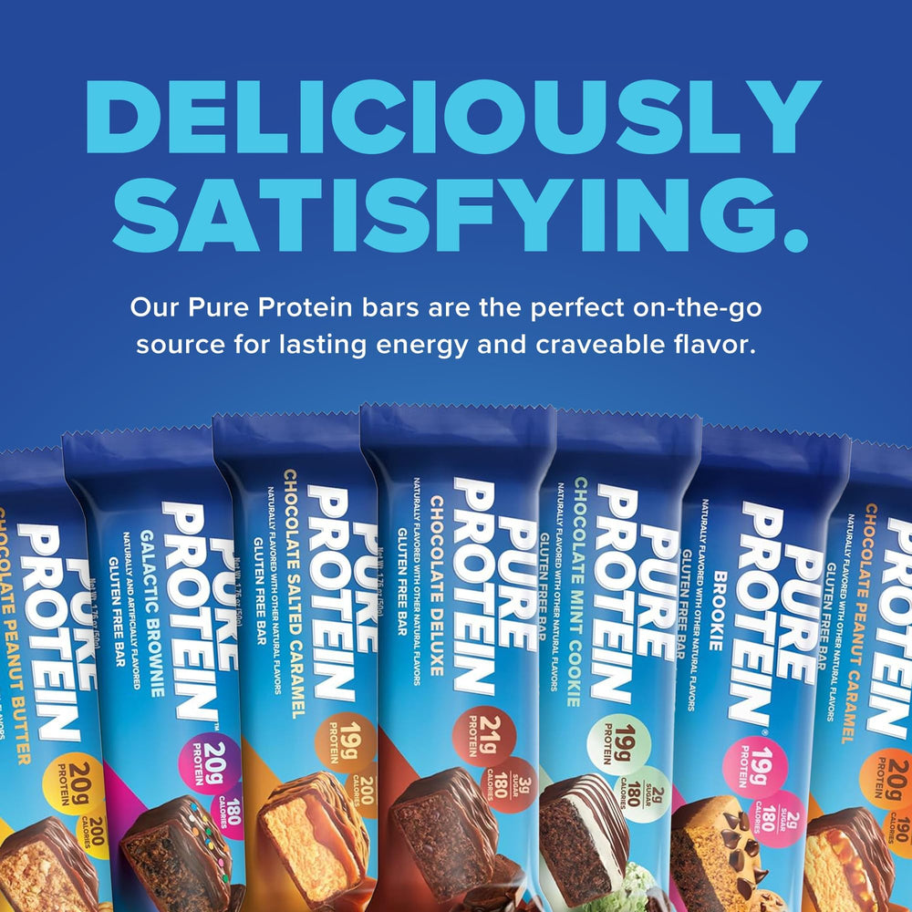 Pure Protein Chewy Chocolate Chip bar gluten-free protein boost for workouts.
