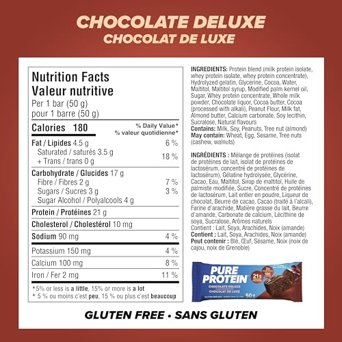 Pure Protein gluten free chocolate bar unwrapped, rich cocoa aroma.