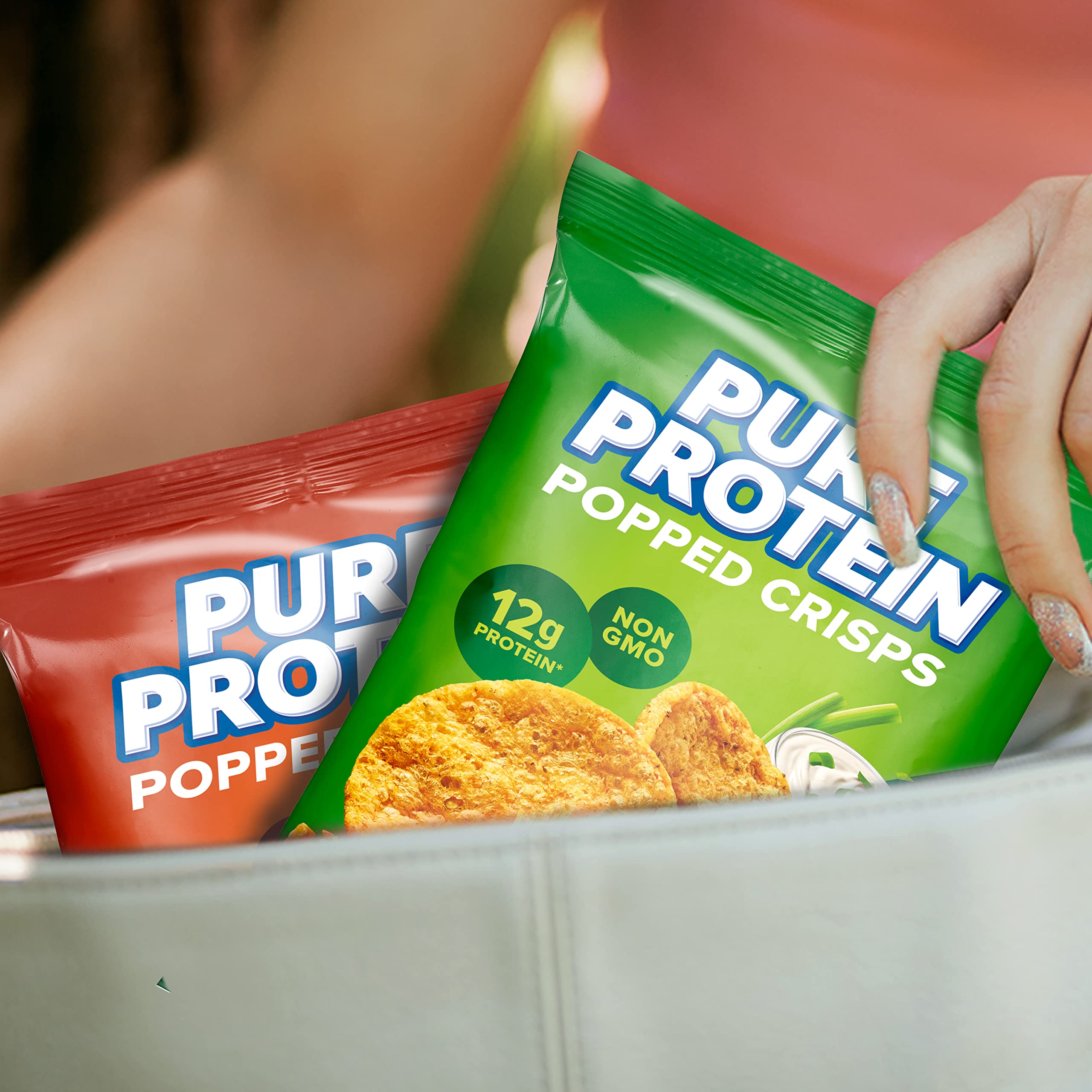 Pure Protein Popped Crisps close-up of crunchy texture and seasoning