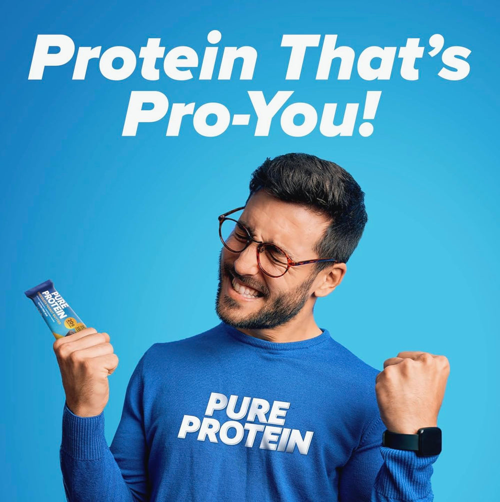 Pure Protein post-workout recovery bar after exercise.